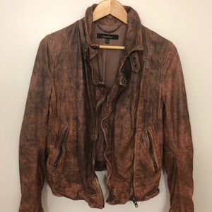 Muubaa Distressed 100% Lamb Leather Jacket